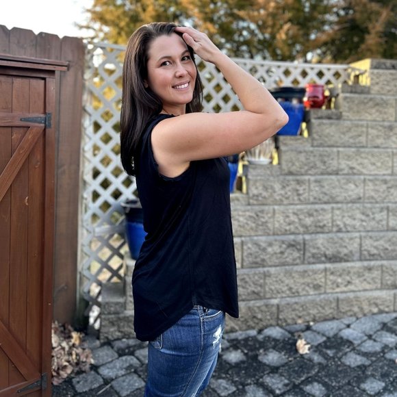 Culture Code Deep V Neck Flared Black Tank Top CAK1558 - Picture 4 of 8